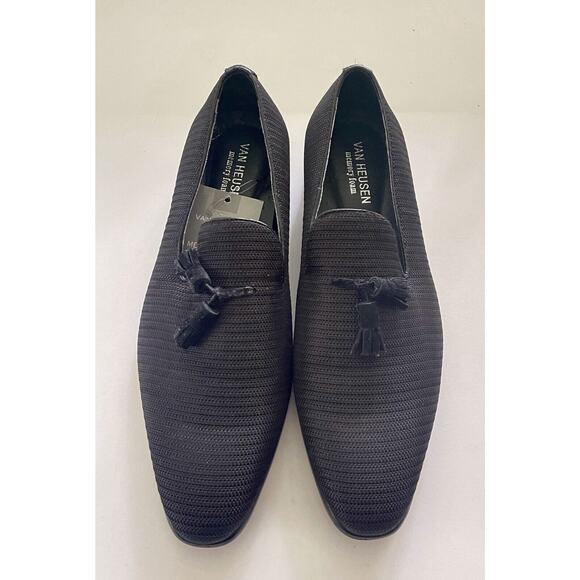 NEW Van Heusen Men's Plain Toe Tassel Slip-On Loafer Black Size 9M NWT - Picture 3 of 9